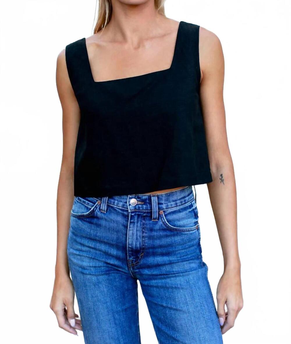 NEW EMERSON FRY roma cropped top 2 in black linen